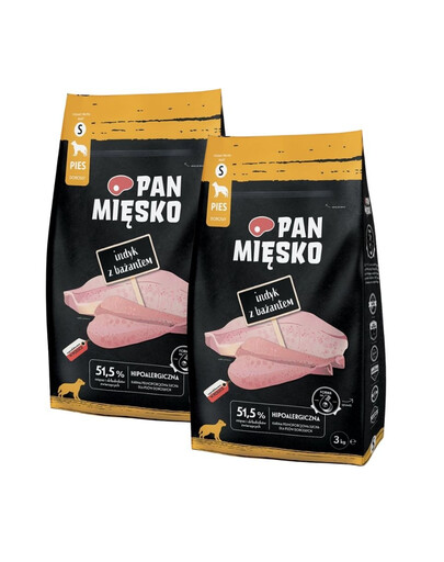 PAN MIĘSKO Indyk z bażantem karma dla psa chrupki S 2x3 kg
