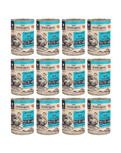 WIEJSKA ZAGRODA Indyk z łososiem mokra karma dla kotów 12x400 g