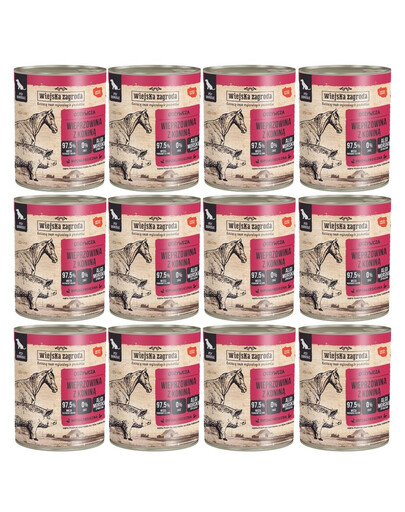 WIEJSKA ZAGRODA Wieprzowina z koniną mokra karma dla psów 12x800 g