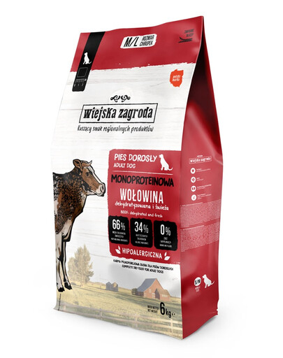 Monobiałkowa Wołowina dla psów chrupki M/L 6 kg