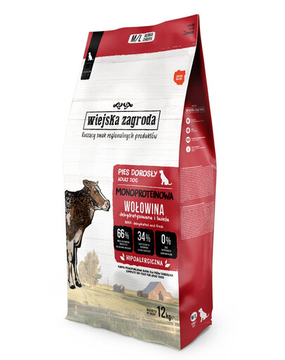 Monobiałkowa Wołowina dla psów chrupki M/L 12 kg