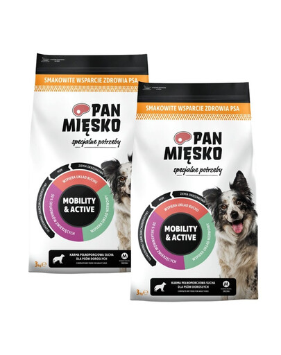 PAN MIĘSKO Specjalne potrzeby Mobility and Active dla psów chrupki M 2x3 kg