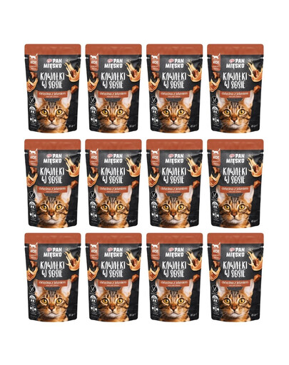 PAN MIĘSKO Kawałki w sosie Cielęcina z jeleniem mokra karma dla kotów 12x85 g