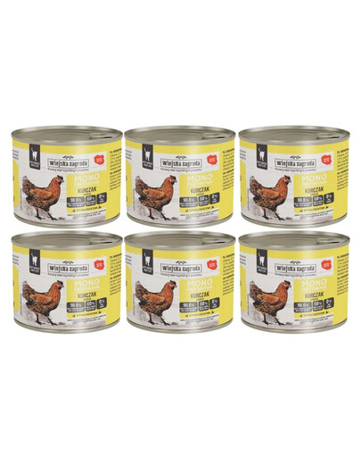 WIEJSKA ZAGRODA Monobiałkowa Kurczak mokra karma dla kotów 6x200 g