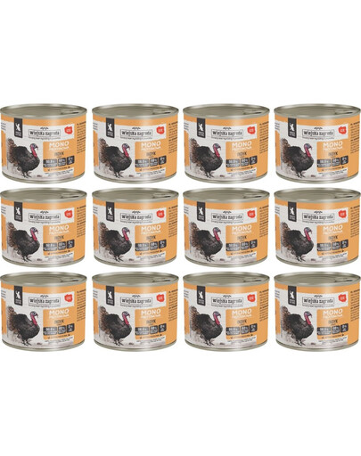 WIEJSKA ZAGRODA Monobiałkowa Indyk mokra karma dla kociąt 12x200 g