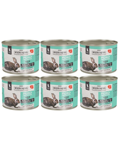 WIEJSKA ZAGRODA Monobiałkowa Królik mokra karma dla kociąt 6x200 g