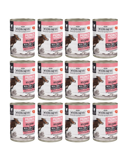 WIEJSKA ZAGRODA Monobiałkowa Wołowina mokra karma dla kotów 12x400g