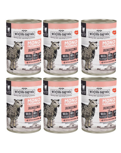 WIEJSKA ZAGRODA Monobiałkowa Jagnięcina mokra karma dla kotów 6x400 g