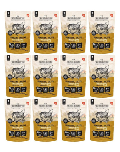WIEJSKA ZAGRODA Superfoods Jagnięcina z kaczką i kocimiętką mokra karma dla kota 12x100 g