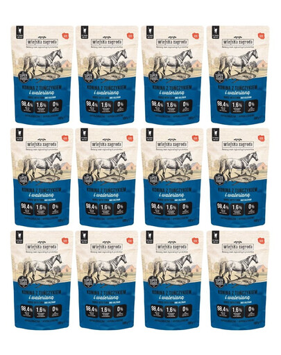 WIEJSKA ZAGRODA Superfoods Konina z tuńczykiem i walerianą mokra karma dla kota 12x100 g