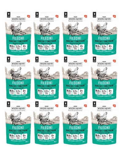 WIEJSKA ZAGRODA Fileciki Kurczak z tuńczykiem mokra karma dla kota 12x85 g