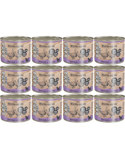 WIEJSKA ZAGRODA Adult Kurczak z kaczką 12x200 g puszka dla kota