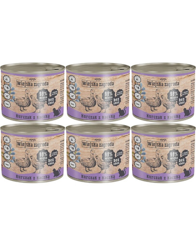 WIEJSKA ZAGRODA Adult Kurczak z kaczką 6x200 g puszka dla kota