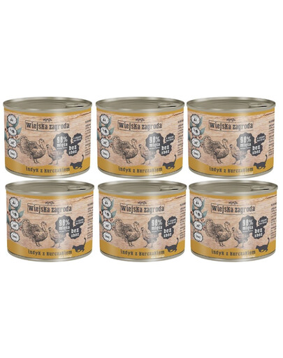 WIEJSKA ZAGRODA Kitten Indyk i kurczak 6x200 g puszka dla kociąt