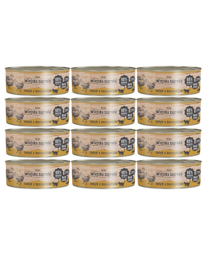 WIEJSKA ZAGRODA Kitten Indyk i kurczak 12x85 g puszka dla kociąt