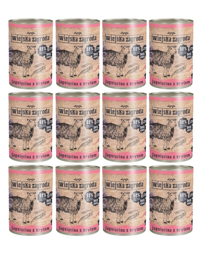 WIEJSKA ZAGRODA Jagnięcina z krylem 12x400g puszka dla kota