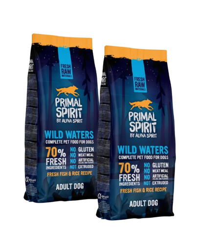 PRIMAL SPIRIT Wild Waters miękka karma dla psa ryba 2x12 kg