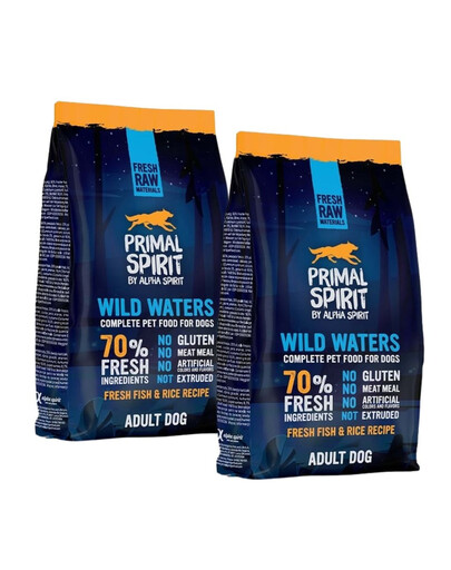 PRIMAL SPIRIT 70% Wild Waters miękka karma dla psa ryba 2x1 kg