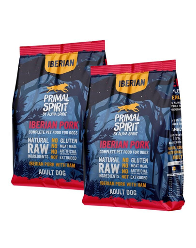 PRIMAL SPIRIT Iberian Adult Pork Ham 2x1kg z wieprzowiną i szynką dla dorosłych psów