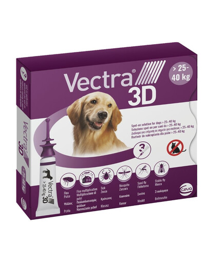 Roztwór do nakrapiania na pchły i kleszcze dla psów >25-40kg w pipecie 3szt.