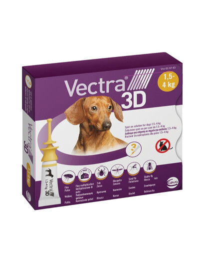 Roztwór do nakrapiania na pchły i kleszcze dla psów 1,5-4kg w pipecie 3szt.