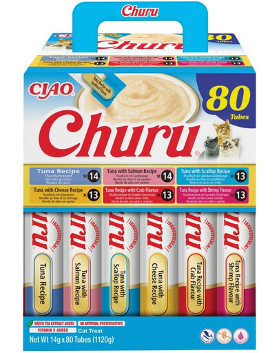 Cat Churu Tuna Recipe 80x14g mix kremowych przysmaków z tuńczykiem dla kotów