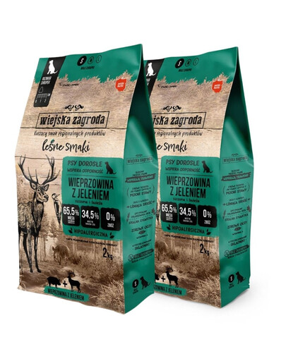 WIEJSKA ZAGRODA Leśne smaki Wieprzowina z jeleniem chrupki S 2x2 kg