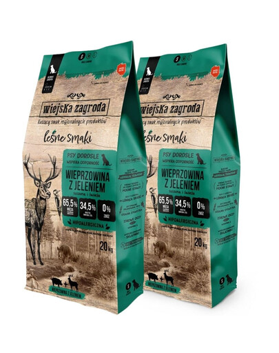 WIEJSKA ZAGRODA Leśne smaki Wieprzowina z jeleniem chrupki S 2x20kg