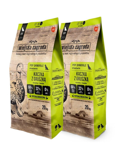 WIEJSKA ZAGRODA Kaczka z gruszką chrupki M 2x20kg