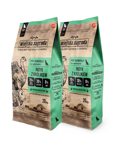 WIEJSKA ZAGRODA Indyk z królikiem chrupki S 2x20kg