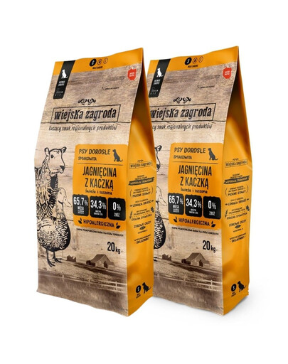 WIEJSKA ZAGRODA Jagnięcina z kaczką chrupki S 2x20 kg