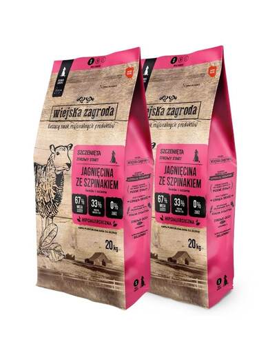WIEJSKA ZAGRODA Jagnięcina ze szpinakiem chrupki S 2x20kg