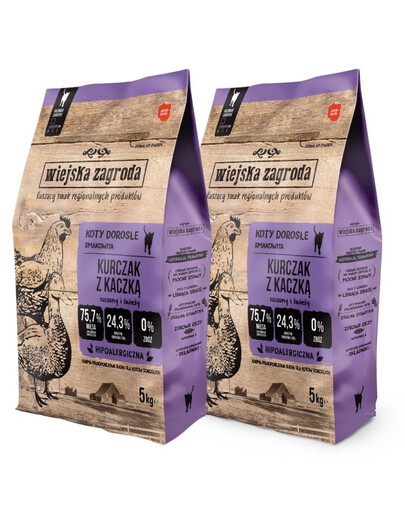 WIEJSKA ZAGRODA Kurczak z kaczką dla kota 2x5 kg