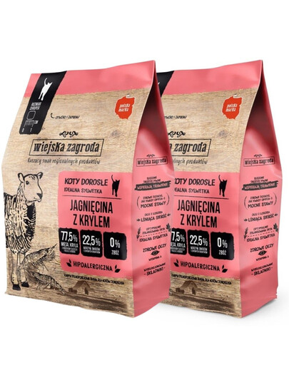WIEJSKA ZAGRODA Jagnięcina z krylem karma dla kotów 2x400 g