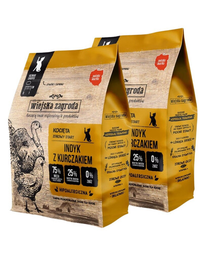 WIEJSKA ZAGRODA Indyk z kurczakiem dla kociąt 2x400 g