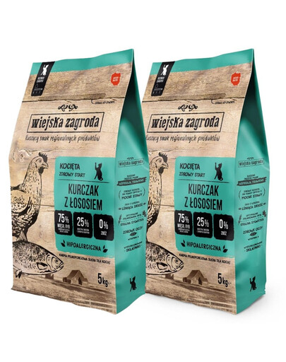 WIEJSKA ZAGRODA Kurczak z łososiem dla kociąt 2x5 kg