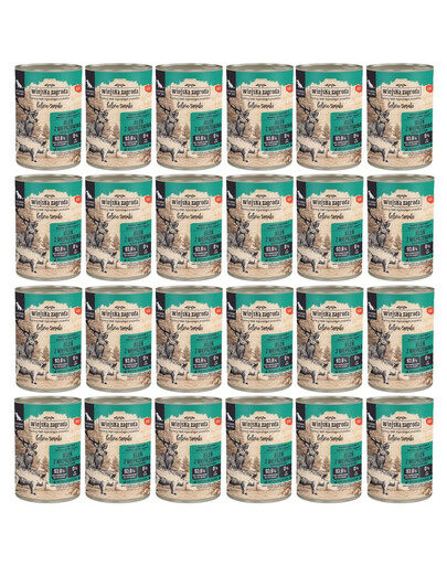 WIEJSKA ZAGRODA Leśne smaki Jeleń z wieprzowiną mokra karma dla psów 24x400 g