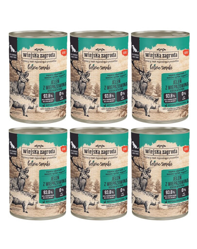 WIEJSKA ZAGRODA Leśne smaki Jeleń z wieprzowiną mokra karma dla psów 6x400 g