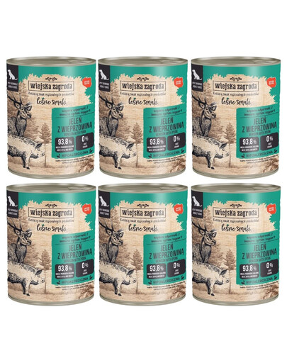 WIEJSKA ZAGRODA Leśne smaki Jeleń z wieprzowiną mokra karma dla psów 6x800 g