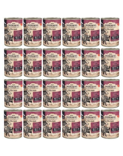 WIEJSKA ZAGRODA Leśne smaki Dzik z wołowiną 24x400 g mokra karma dla psów dorosłych