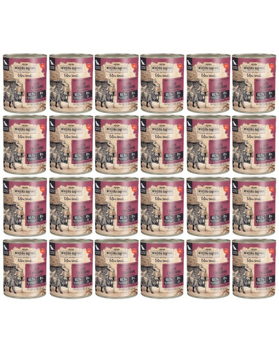 WIEJSKA ZAGRODA Leśne smaki Dzik z wołowiną mokra karma dla psów 24x800 g