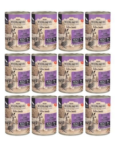 WIEJSKA ZAGRODA Leśne smaki Sarna z przepiórką mokra karma dla psów 12x400 g