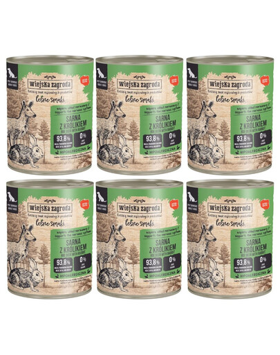 WIEJSKA ZAGRODA Leśne smaki Sarna z królikiem mokra karma dla psów 6x800 g