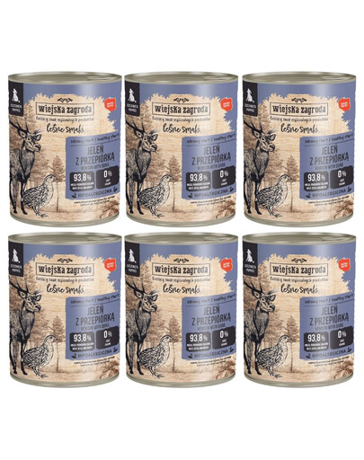 WIEJSKA ZAGRODA Leśne smaki Jeleń z przepiórką mokra karma dla szczeniąt 6x800 g