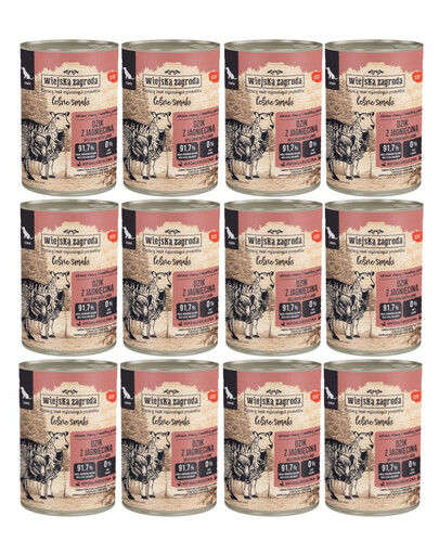 WIEJSKA ZAGRODA Leśne smaki Dzik z jagnięciną mokra karma dla psów starszych 12x400 g