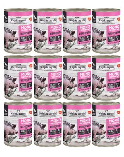 WIEJSKA ZAGRODA Wieprzowina Monobiałkowa mokra karma dla psów 12x400 g