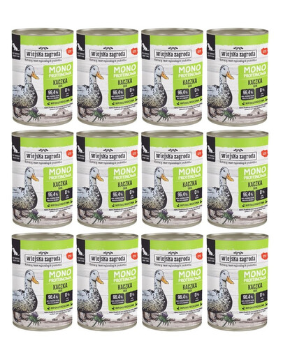 WIEJSKA ZAGRODA Monobiałkowa Kaczka mokra karma dla psów 12x400 g