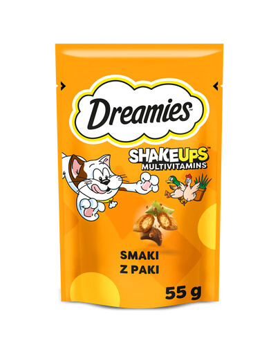 DREAMIES Shake Ups Multivitamins Chrupiące przysmaki dla kota Smaki z paki 55 g