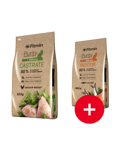 FITMIN Cat Purity Castrate 10 kg + przysmak 400g GRATIS