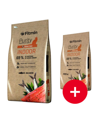 FITMIN Cat Purity Indoor 10 kg + przysmak 400g GRATIS